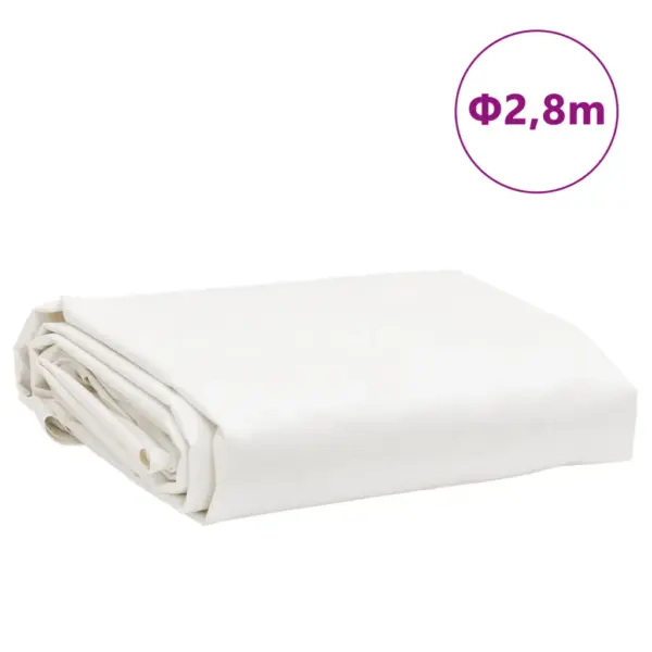 Valge veekindel PVC presentkate metallist aasadega, Ø 2,8 m, 650 g/m² - 8