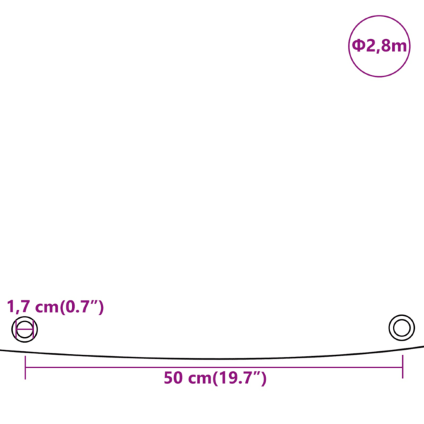 Valge veekindel PVC presentkate metallist aasadega, Ø 2,8 m, 650 g/m² - 9
