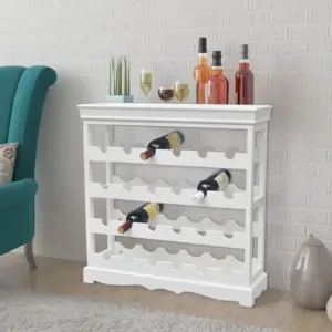 Valge veiniriiul Abreu 24 pudelile, MDF ja nulupuit, 70 x 22,5 x 70,5 cm