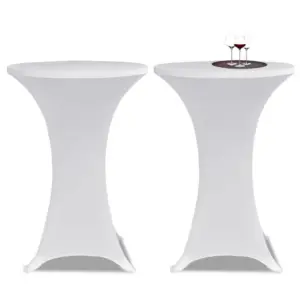 Valge veniv baarilaua kate Ø 60 cm, 2 tk