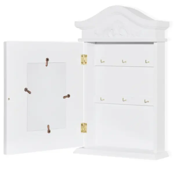 Seinale kinnitatav võtmekapp klaasist fotoraamiga, valge MDF ja männipuit, 22,5 x 6,5 x 34,5 cm – 5