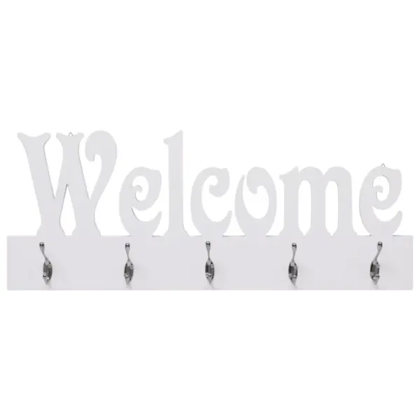 Seinale kinnitatav WELCOME riidenagi 5 konksuga, valge, 74 x 29,5 cm – 2