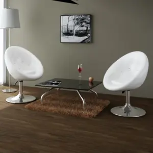 Reguleeritavad ümarad Chesterfield-klubitoolid 2 tk, valge kunstnahk, terasraam