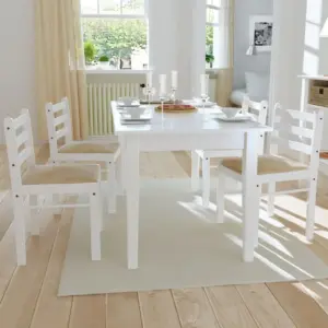 Valged kautšukipuidust söögitoolid pehme istmega, 4 tk, 44 x 45 x 81 cm