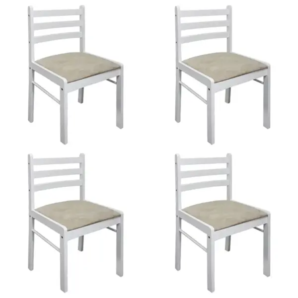 Valged kautšukipuidust söögitoolid pehme istmega, 4 tk, 44 x 45 x 81 cm – 2