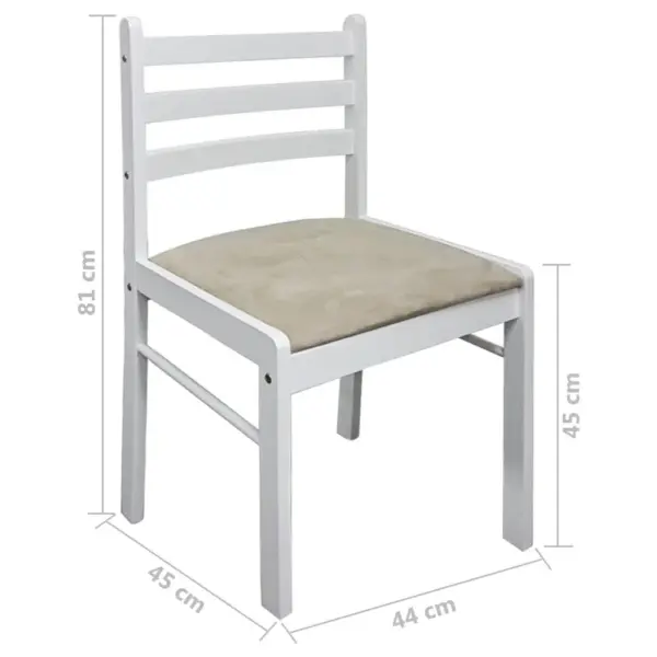 Valged kautšukipuidust söögitoolid pehme istmega, 4 tk, 44 x 45 x 81 cm – 6