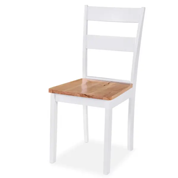 Söögitoolid 6 tk, valge raam ja naturaalne kautšukipuidust iste, 40,5 x 48 x 89 cm – 2