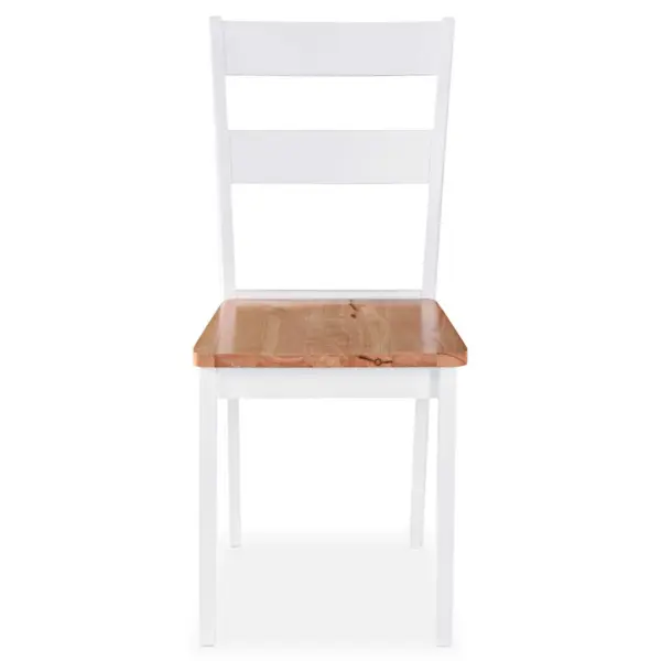 Söögitoolid 6 tk, valge raam ja naturaalne kautšukipuidust iste, 40,5 x 48 x 89 cm – 3