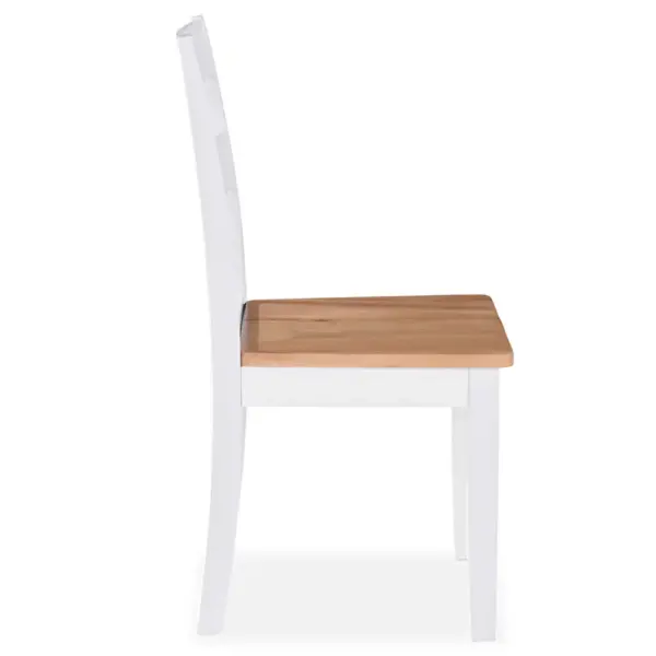 Söögitoolid 6 tk, valge raam ja naturaalne kautšukipuidust iste, 40,5 x 48 x 89 cm – 4