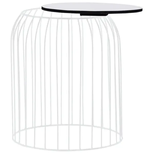 Valged metallist kohvilauad hoiukorv-funktsiooniga, 3 tk, MDF-plaadiga - 5