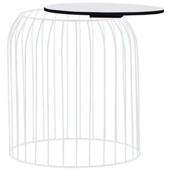 Valged metallist kohvilauad hoiukorv-funktsiooniga, 3 tk, MDF-plaadiga - 6