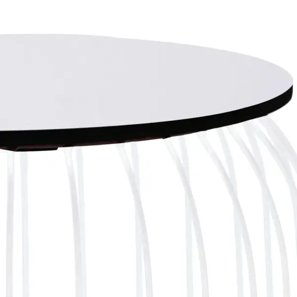Valged metallist kohvilauad hoiukorv-funktsiooniga, 3 tk, MDF-plaadiga - 9