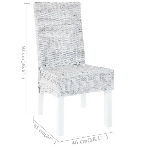 Valged käsitsi valmistatud söögitoolid 4 tk, Kubu rotang ja mangopuit, 46 x 61 x 93 cm – 8