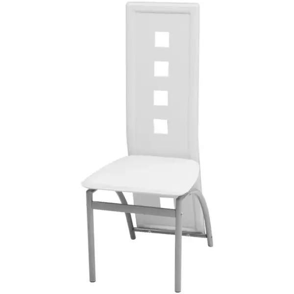 Valged kunstnahast söögitoolid kõrge seljatoega, 2 tk, pulbervärvitud terasraam, 43 x 55,5 x 108 cm – 2