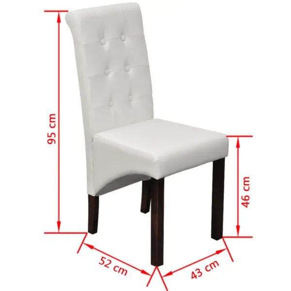 Polsterdatud valged söögitoolid puidust jalgadega, kunstnahk, 6 tk, 43 x 52 x 95 cm – 8