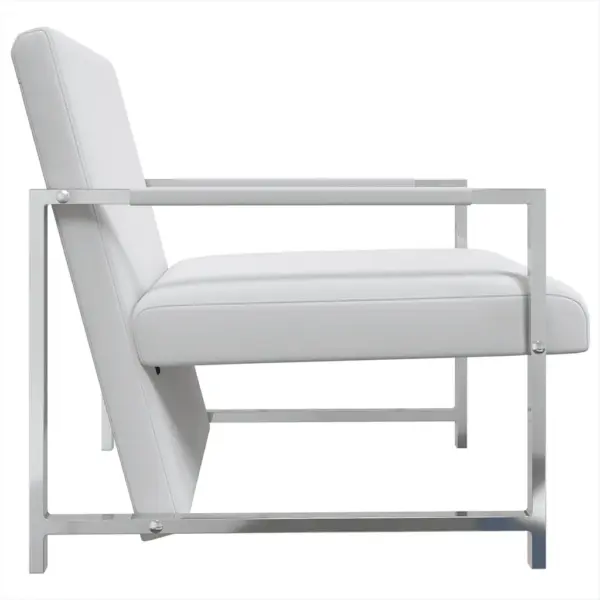 Valged kunstnahast tugitoolid, 2 tk, kroomitud raamiga, 53 x 69 x 73 cm – 5