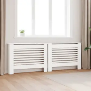 Radiaatorikatted riiulipinnaga, 2 tk, valge MDF, 112 x 19 x 81,5 cm