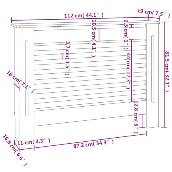 Radiaatorikatted riiulipinnaga, 2 tk, valge MDF, 112 x 19 x 81,5 cm – 10