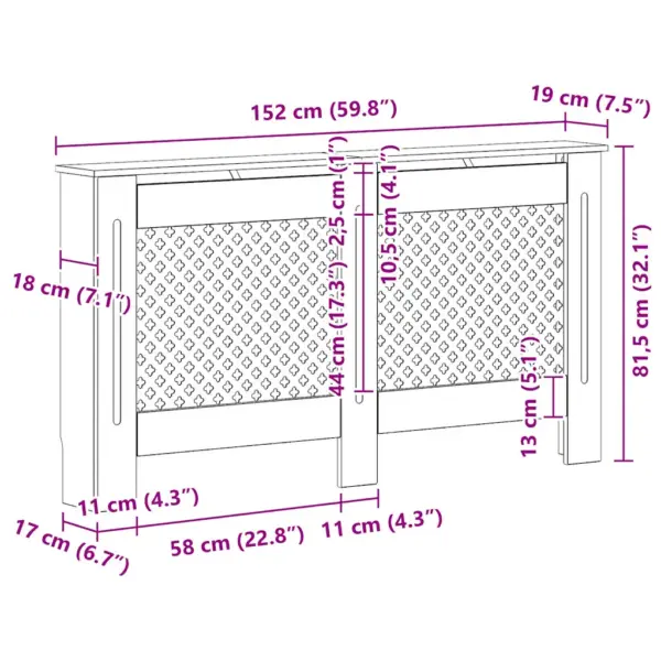 Valged MDF radiaatorikatted, 2 tk, 152 x 19 x 81,5 cm – 10