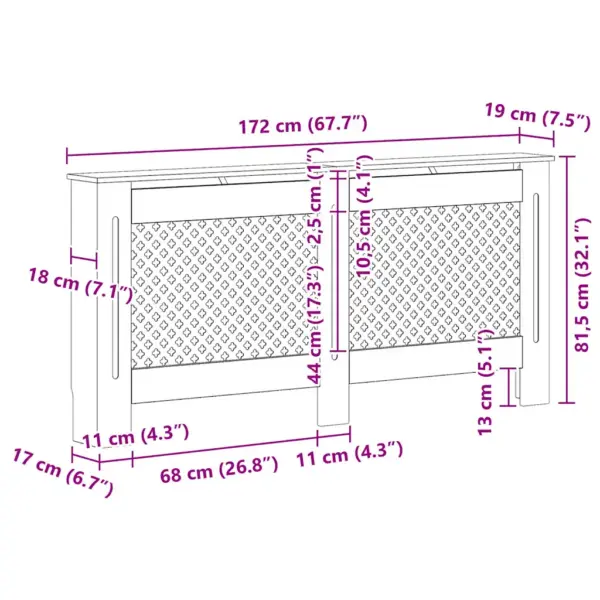 Radiaatorikatted liistudest disainiga, 2 tk, valge MDF, 172 x 19 x 81,5 cm – 10