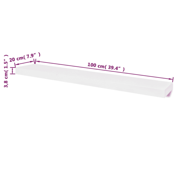 Valged MDF seinariiulid nähtamatu kinnitusega, 2 tk, 100 x 20 cm – 5