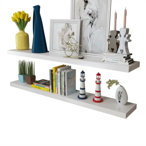 Valged MDF seinariiulid nähtamatu kinnitusega, 2 tk, 120 x 20 cm – 4