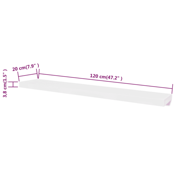Valged MDF seinariiulid nähtamatu kinnitusega, 2 tk, 120 x 20 cm – 5