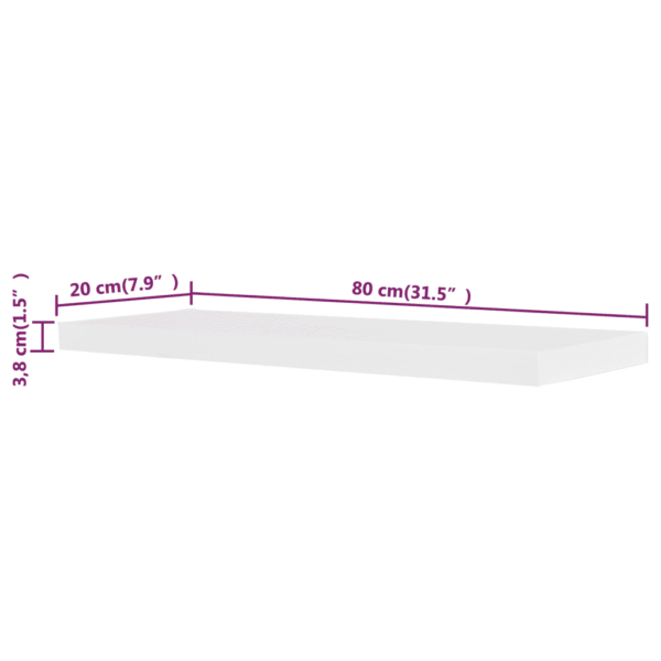 Valged MDF seinariiulid nähtamatu kinnitusega, 2 tk, 80 x 20 cm – 5