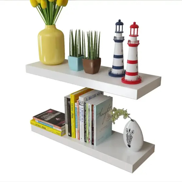 Valged MDF seinariiulid nähtamatu kinnitusega, 2 tk, 60 x 20 x 3,8 cm, kandevõime 5 kg – 4