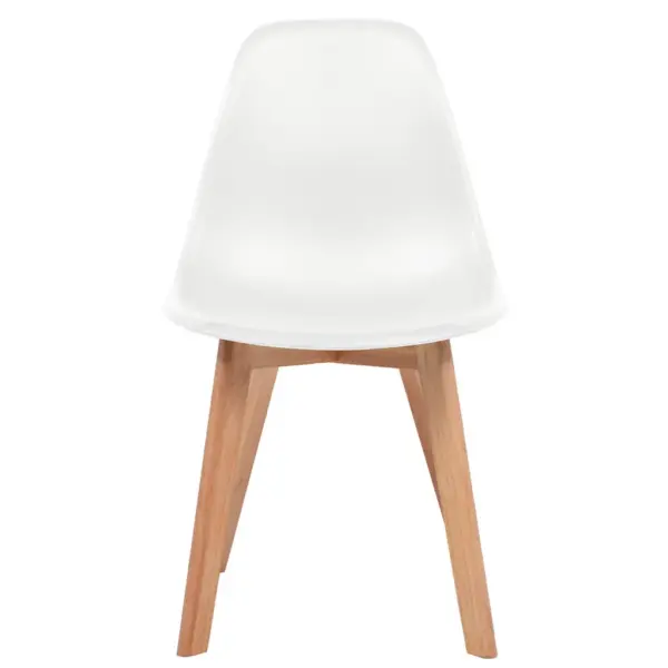 Valged plastist söögitoolid kautšukipuidust jalgadega, 4 tk, 46 x 51 x 82 cm – 2