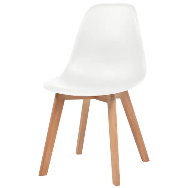 Valged plastist söögitoolid kautšukipuidust jalgadega, 4 tk, 46 x 51 x 82 cm – 3