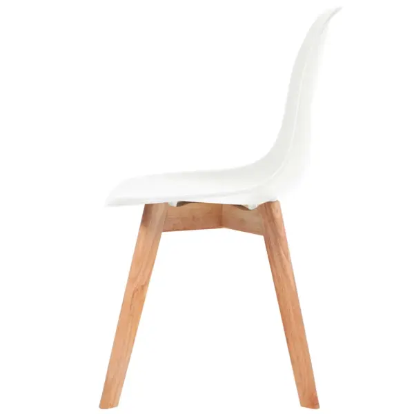 Valged plastist söögitoolid kautšukipuidust jalgadega, 4 tk, 46 x 51 x 82 cm – 4