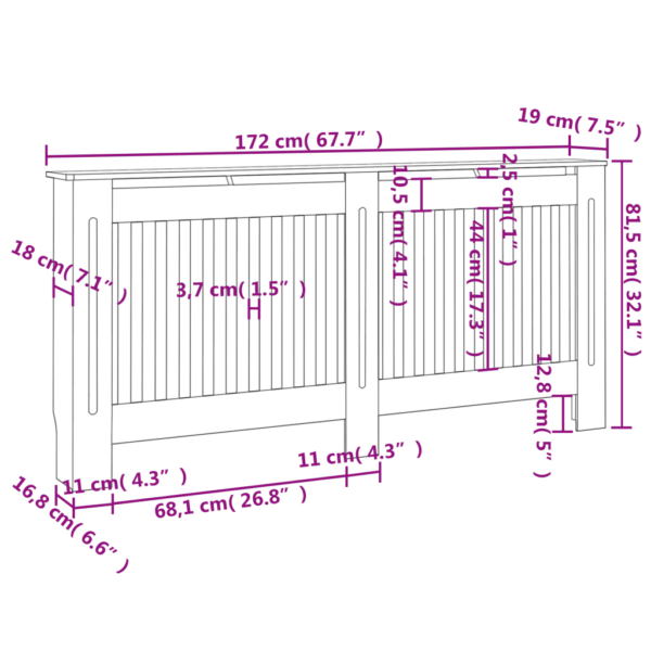 Radiaatorikatted, 2 tk, valge tehispuit, 172 x 19 x 81,5 cm – 4