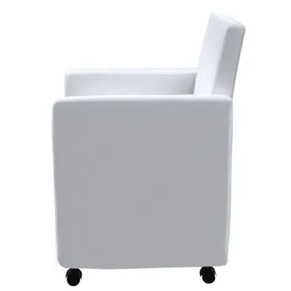 Valged ratastega käetugedega söögitoolid, kunstnahk, 4 tk – 3