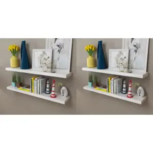 Valged MDF seinariiulid nähtamatu kinnitusega, 4 tk, 100 x 20 cm