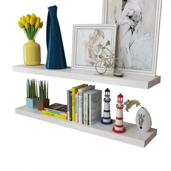 Valged MDF seinariiulid nähtamatu kinnitusega, 4 tk, 100 x 20 cm – 3