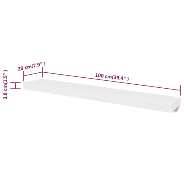 Valged MDF seinariiulid nähtamatu kinnitusega, 4 tk, 100 x 20 cm – 5