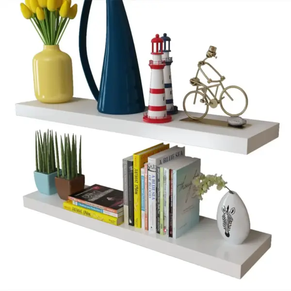 Valged hõljuvad seinariiulid nähtamatu kinnitusega, 4 tk, MDF, 80 x 20 cm – 3