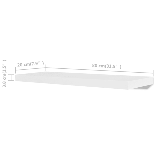 Valged hõljuvad seinariiulid nähtamatu kinnitusega, 4 tk, MDF, 80 x 20 cm – 5