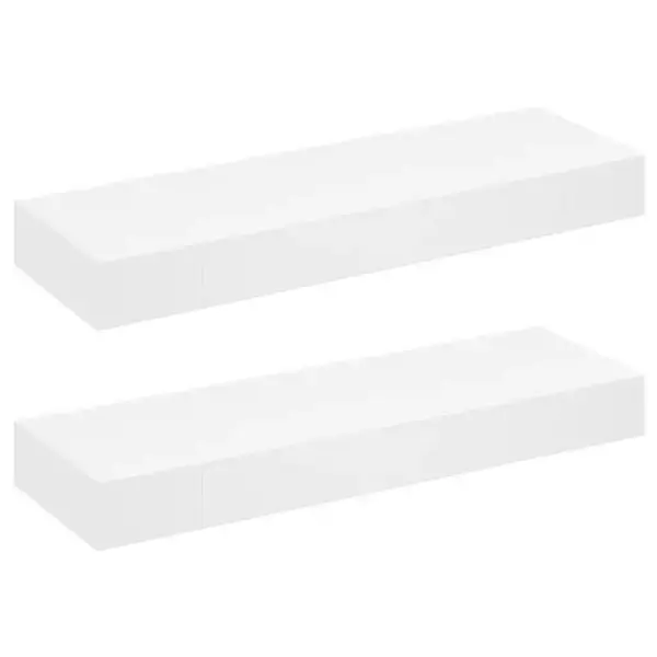 Valged seinariiulid sahtliga, 2 tk, mati MDF-ga, 80 x 25 x 8 cm – 2