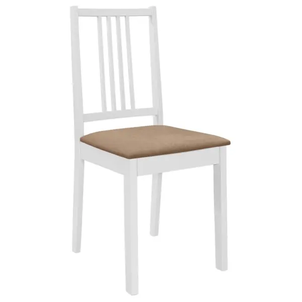 Valged söögitoolid istmepatjadega, 2 tk, toekast puidust, 40 x 49 x 88,5 cm – 2