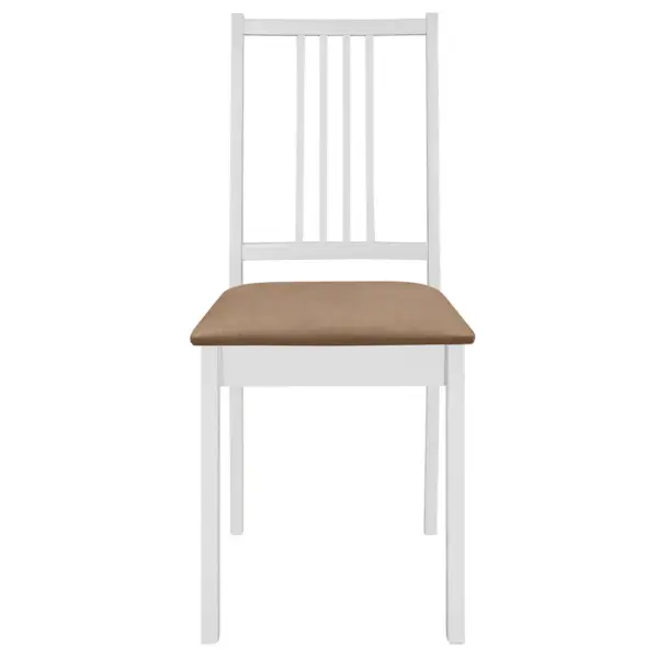 Valged söögitoolid istmepatjadega, 2 tk, toekast puidust, 40 x 49 x 88,5 cm – 3