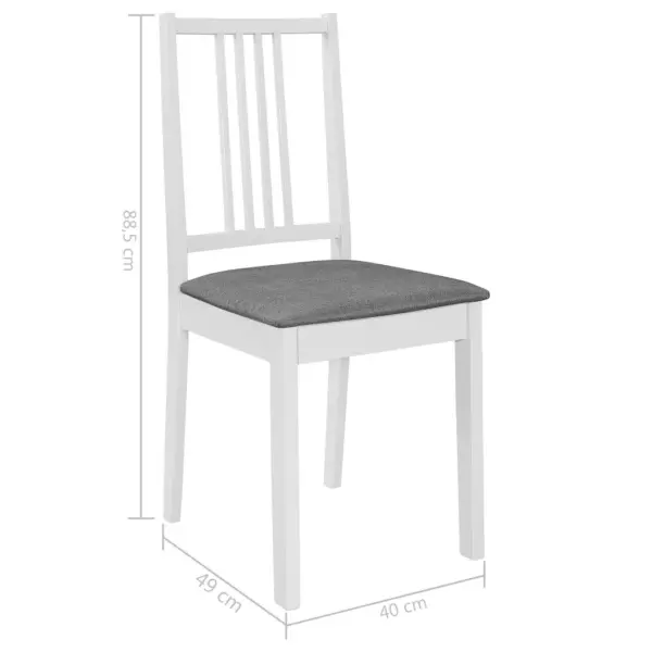 Valged täispuidust söögitoolid istmepatjadega, 6 tk, 40 x 49 x 88,5 cm – 7