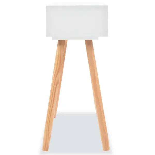 Konsoollaud ühe sahtliga, männipuidust jalgade ja MDF lauaplaadiga, valge/pruun, 80 x 30 x 72 cm – 4
