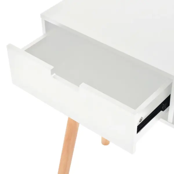 Konsoollaud ühe sahtliga, männipuidust jalgade ja MDF lauaplaadiga, valge/pruun, 80 x 30 x 72 cm – 5