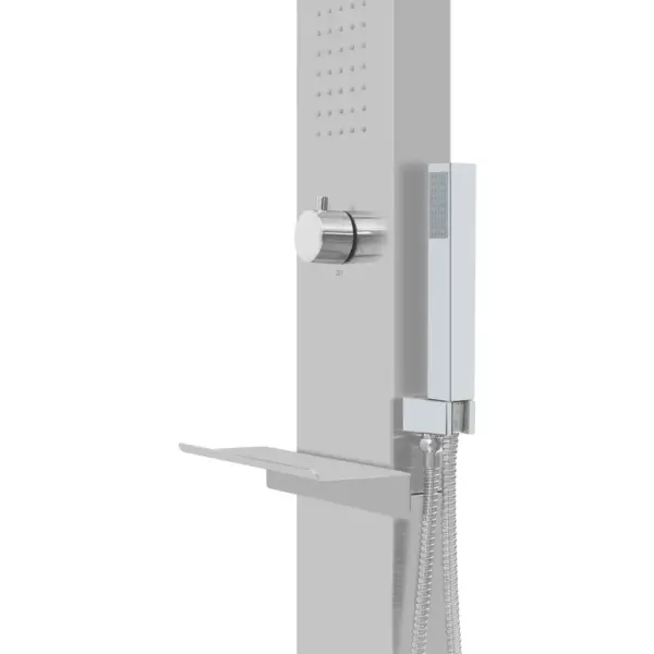 Mitmefunktsiooniline välidušipaneel koos WPC alusega, harjatud roostevaba teras, pruun/hõbedane, 210 cm – 7