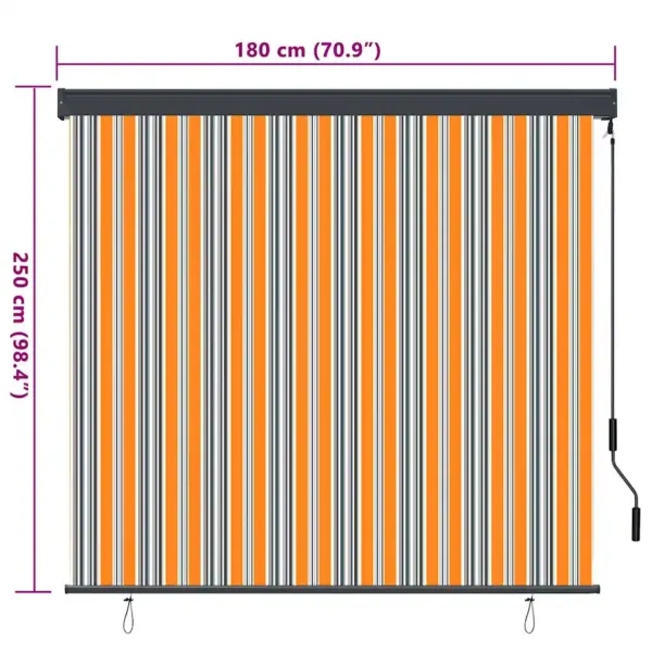 Välikasutuseks rulookardin rõdule ja terrassile, kollane-sinine, kangas ja alumiinium, 180 x 250 cm – 8
