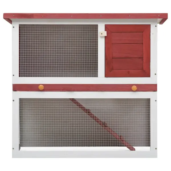 2-korruseline väliküülikupuur kaldtee ja väljatõmmatava alusega, punane-valge männipuit, 90 x 45 x 80 cm – 3