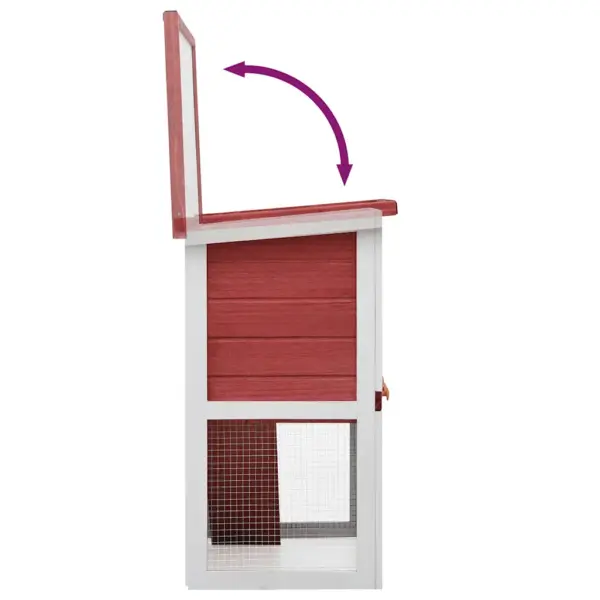 2-korruseline väliküülikupuur kaldtee ja väljatõmmatava alusega, punane-valge männipuit, 90 x 45 x 80 cm – 6