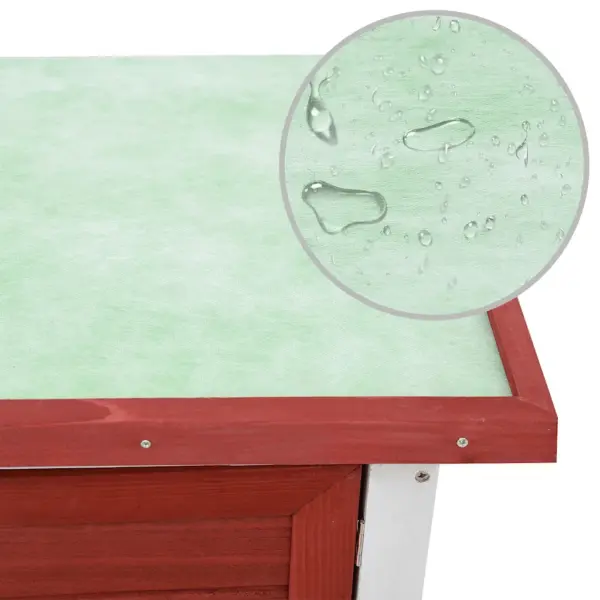 2-korruseline väliküülikupuur kaldtee ja väljatõmmatava alusega, punane-valge männipuit, 90 x 45 x 80 cm – 7